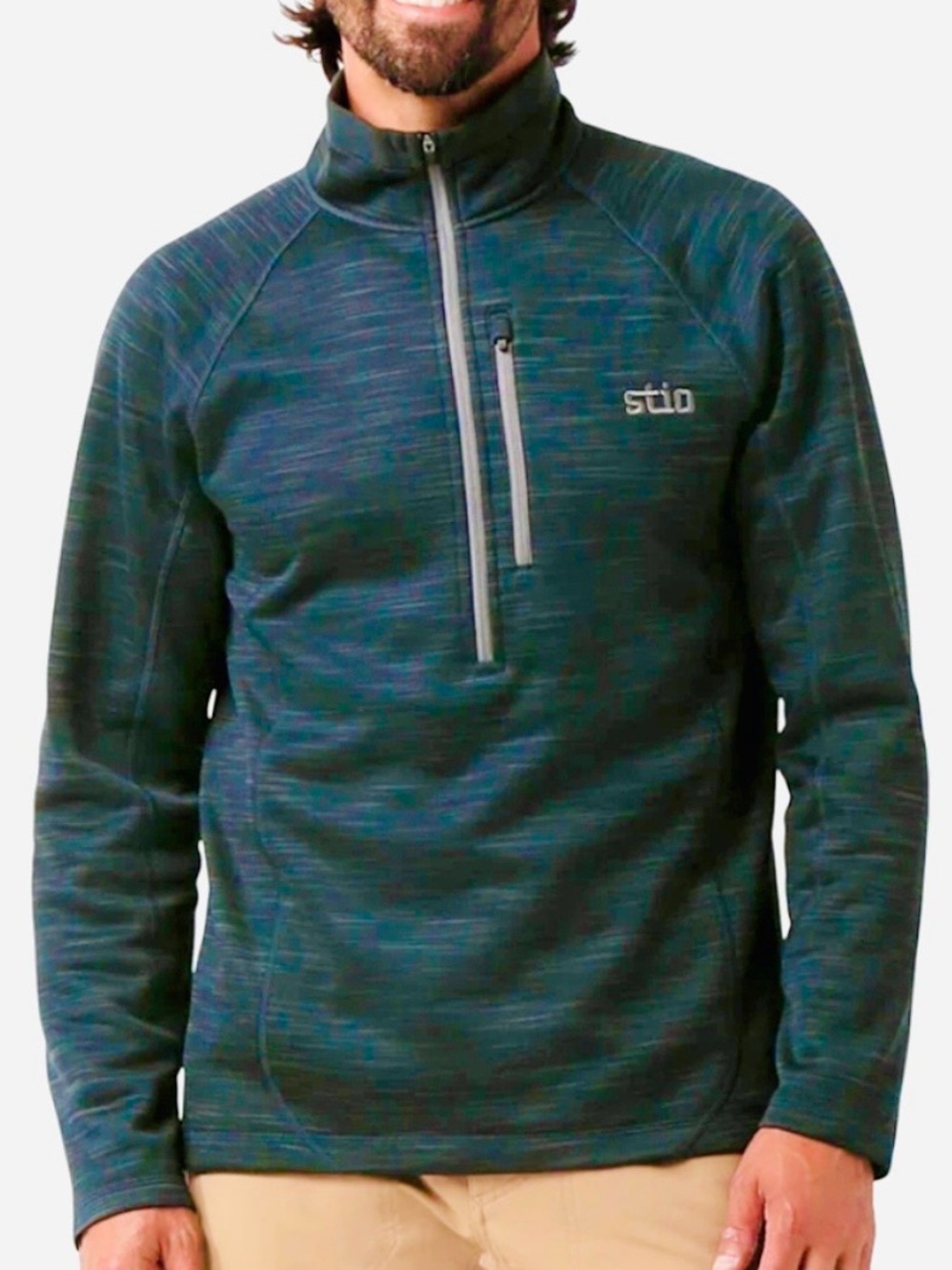 STIO Gannett Peak Half Zip Pullover Technical Fleece Midlayer Shirt in Teal sz L
